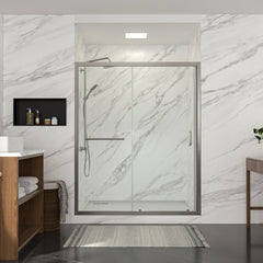 Lordear 48" W x 72" H Tempered Glass Frame Bypass Sliding Bathroom Clear Shower Door  from Lordear