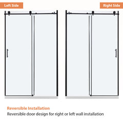 Lordear 48" W x 76" H Tempered Glass Frameless Sliding Clear Bathroom Shower Door from Lordear