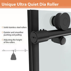 Lordear 48" W x 76" H Tempered Glass Frameless Sliding Clear Bathroom Shower Door from Lordear