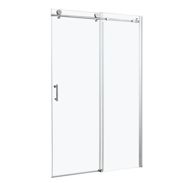 48in W x 76in H Frameless Rolling Shower Door Sliding Tempered Glass Shower Door Bathroom Glass Door-Polished Chrome from Lordear