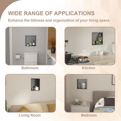 Lordear 14 x 14 Inch Stainless Steel Bathroom Niche Gunmetal Black Shower Wall Niche No Tile Recessed Square for Storage from Lordear