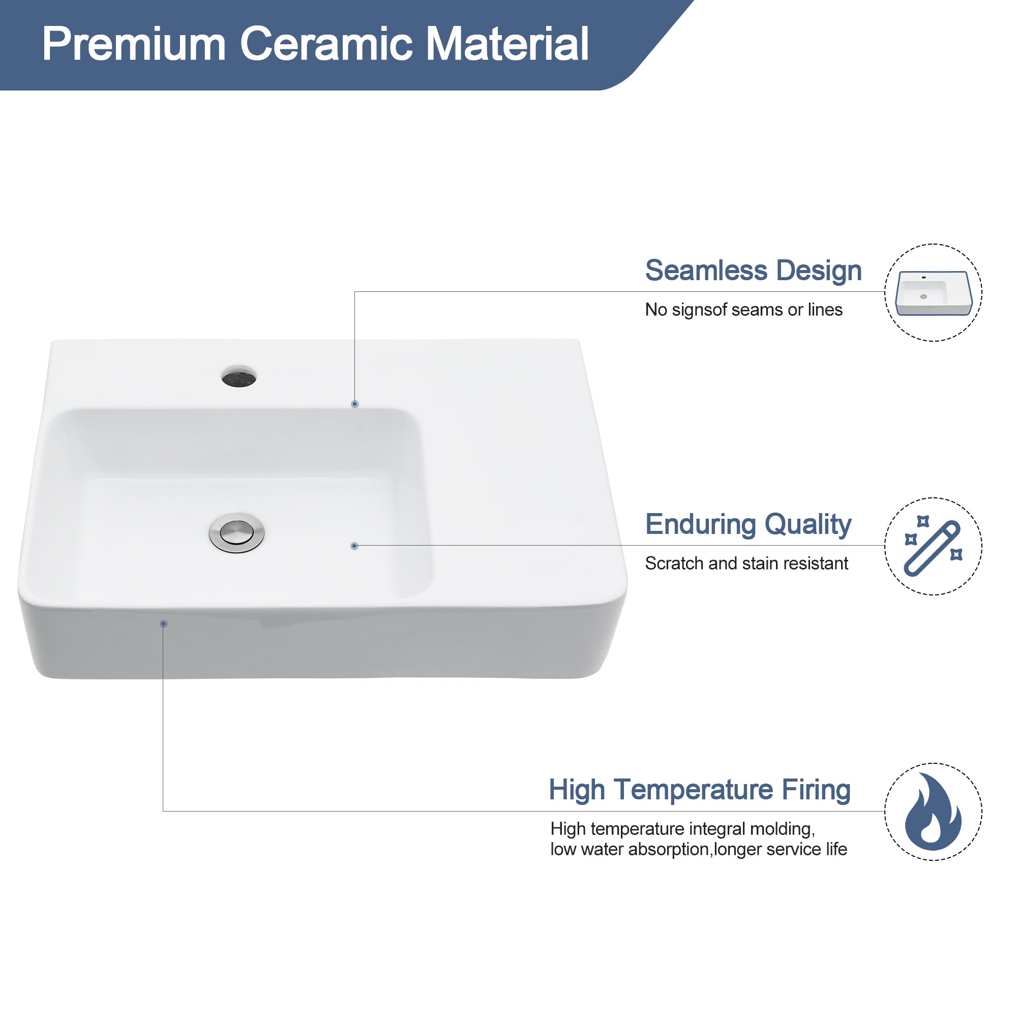 Lordear 23.25'' x 16.5'' White Ceramic Wall Mounted Bathroom Sink with Towel Rack  from Lordear