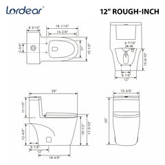 Lordear White Ceramic One Piece Floor Bidet Toilet with Comfort Wider Chair Seat