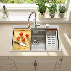 Lordear 33" x 19" Stainless Steel Drop In Single Bowl Worksation Kitchen Sink from Lordear