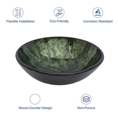 Lordear 16.5'' X 16.5'' Tempered Glass Bathroom Vessel Sink with Faucet and Pop-up Drain