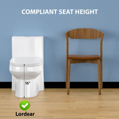 Lordear White Ceramic Water Saving One Piece Toilet with Comfort Wider Chair Seat