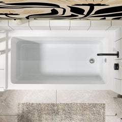 Lordear 60'' x 32'' Acrylic Rectangular Apron Front Alcove Soaking Bathtub