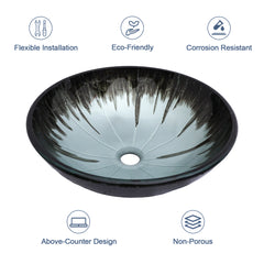 Lordear 16.5'' X 16.5'' Tempered Glass Bathroom Vessel Sink with Pop-up Drain