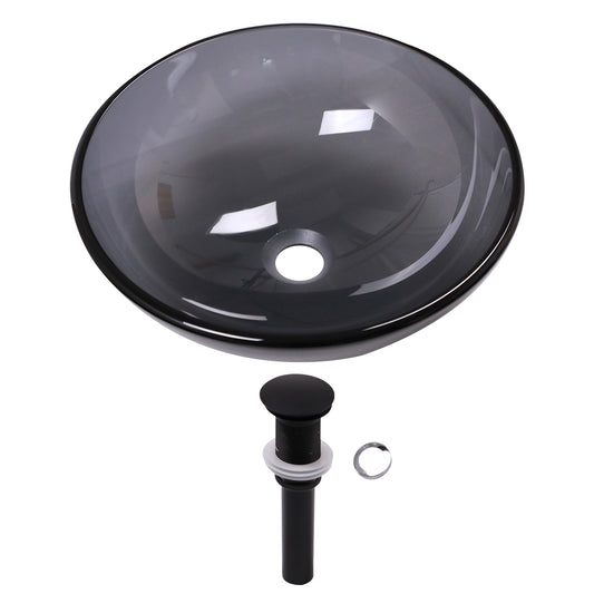 Lordear 16'' x 16'' Tempered Glass Vessel Bathroom Sink with Pop up Drain from Lordear