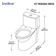 Lordear 1.6 Gallons GPF Elongated Comfort Height Floor Mounted One-Piece Toilet (Seat Included)