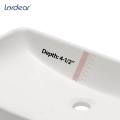 Lordear 24'' x 16'' White Ceramic Rectangular Bathroom Vessel Sink