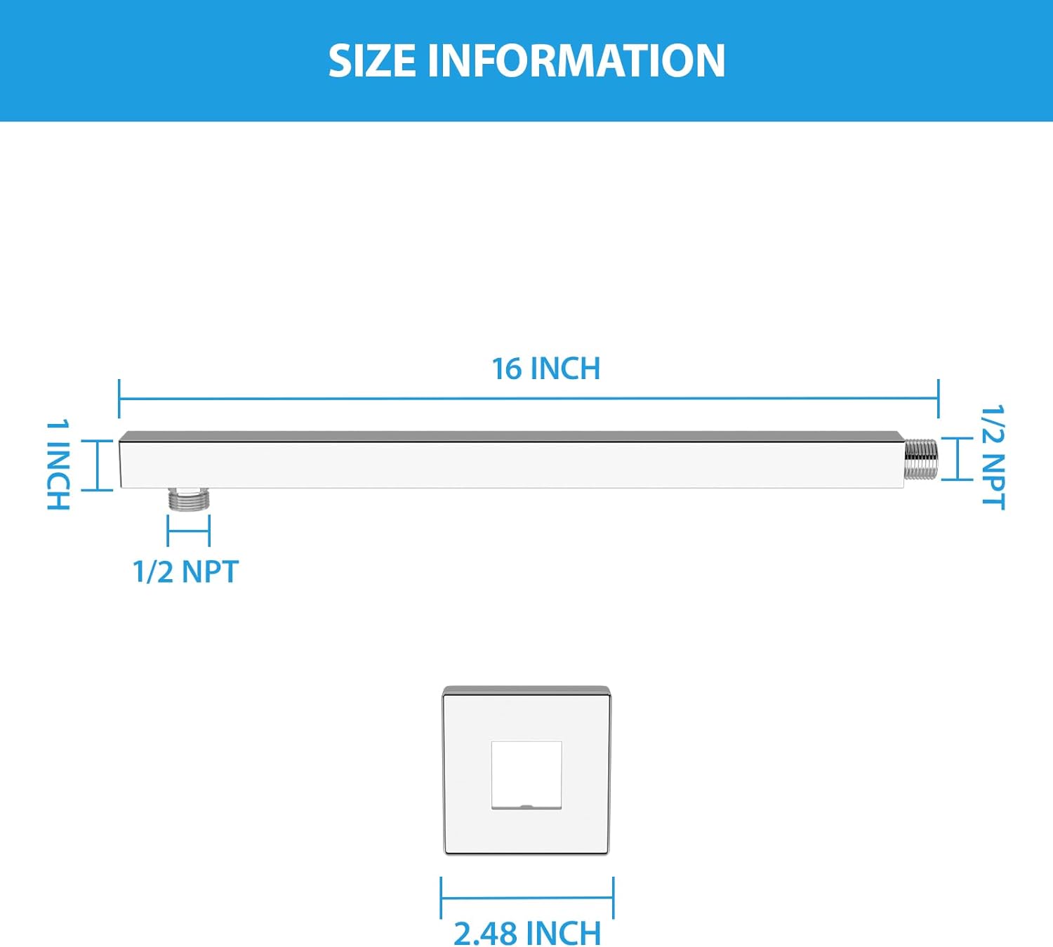 Lordear 16" Stainless Steel Wall Mounted Standpipe Shower Extension Arm from Lordear