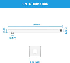 Lordear 16" Stainless Steel Wall Mounted Standpipe Shower Extension Arm from Lordear