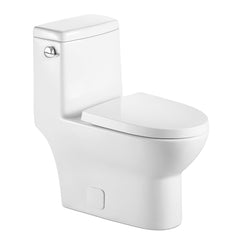 Lordear Elongated One Piece Toilet White with Soft Seat Height 17.5in  Single Power Flush 1.28 GPF 12in  Rough-In Toilet Bowl  from Lordear