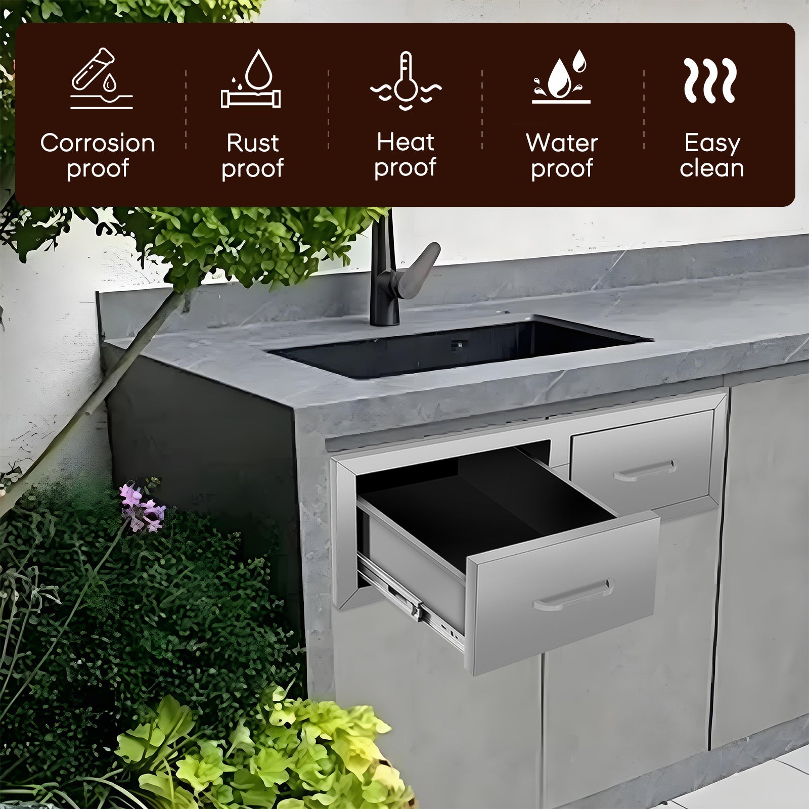 Double Drawer cabinets for outdoor kitchens or courtyards from Lordear