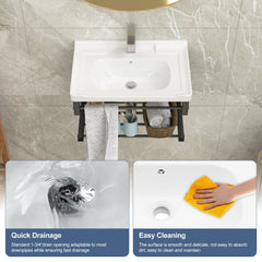 Lordear 23.75'' x 15.75'' White Ceramic Wall Mounted Bathroom Sink with Towel Rack  from Lordear