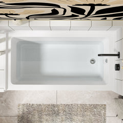 Lordear 60'' x 32'' Acrylic Rectangular Apron Front Alcove Soaking Bathtub