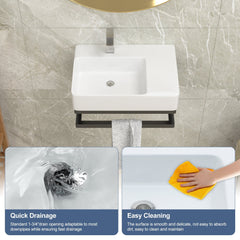 Lordear 23.25'' x 16.5'' White Ceramic Wall Mounted Bathroom Sink with Towel Rack  from Lordear