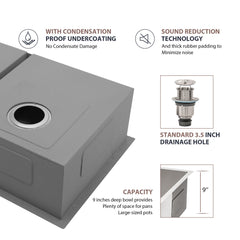 Lordear 33" Stainless Steel Double Bowl Undermount Kitchen Sink from Lordear