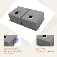 Lordear 33" Stainless Steel Double Bowl Undermount Kitchen Sink from Lordear