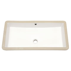 Lordear White Ceramic Rectangular Undermount Bathroom Sink