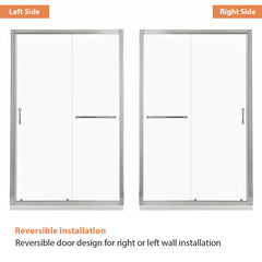 Lordear 60'' W x 72'' H Tempered Glass Frameless Bypass Sliding Frame Bathroom Clear Shower Door from Lordear