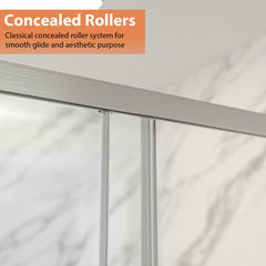 Lordear 60" W x 72" H Tempered Glass Frameless Bypass Sliding Frame Bathroom Clear Shower Door from Lordear