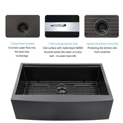 Lordear Black Workstation Stainless Steel Farmhouse Sink