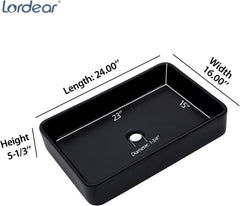 Lordear Ceramic Drop-in Rectangle Bathroom Vessel Sink