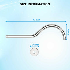 Lordear 17'' Brass S-Shape Rainfall Shower Head Extender Arm