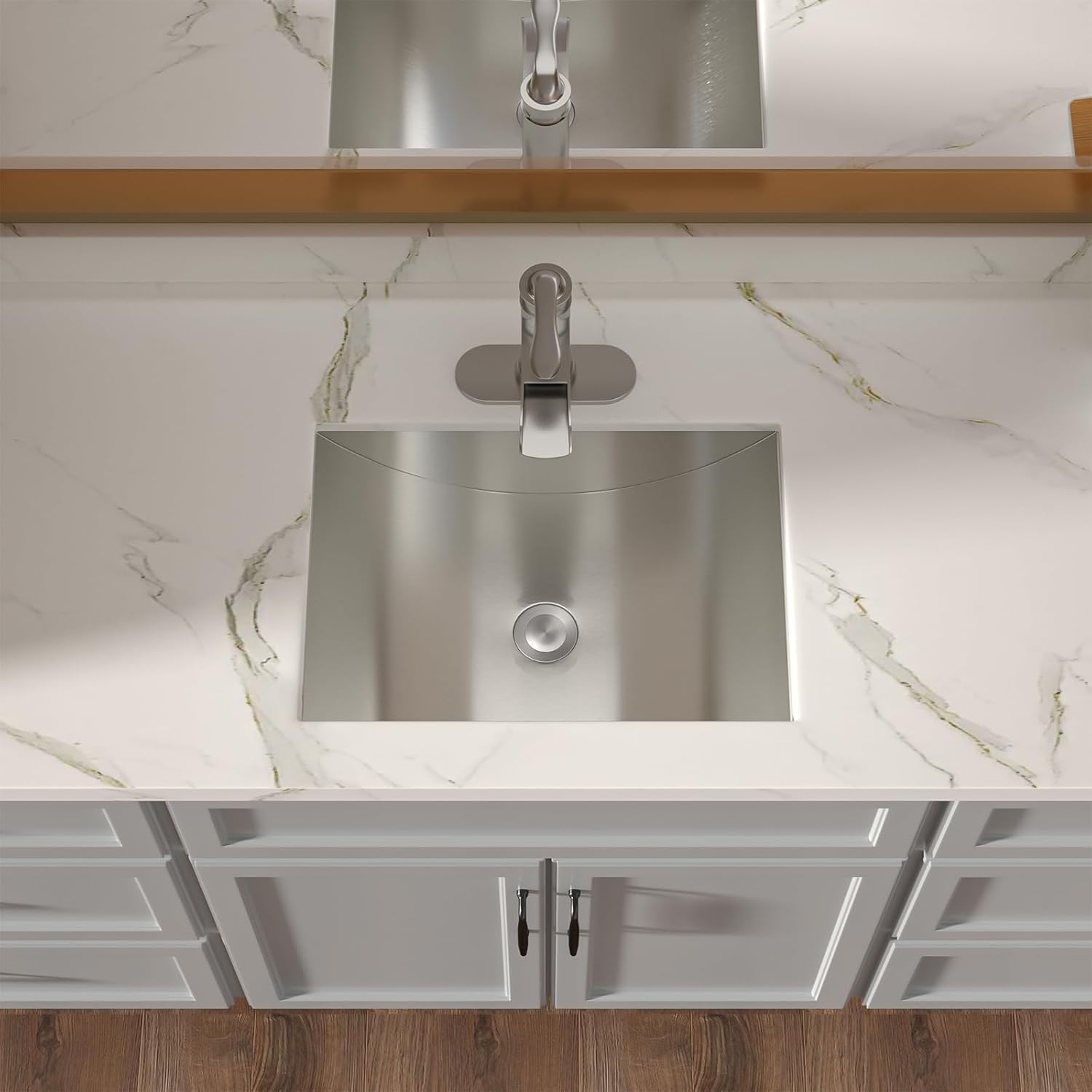 Lordear 18" Stainless Steel Undermount Rectangle Bathroom Sink with Drain  from Lordear