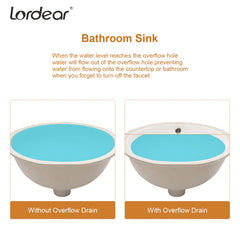 Lordear Undermount White Ceramic Oval Bathroom Sink with Overflow