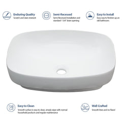 Lordear 20 x 15 Inch Vessel Sink Bathroom Semi Recessed Sinks
