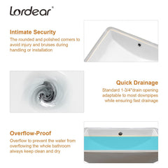 Lordear 20x14-Inch White Rectangular Ceramic Undermount Bathroom Sink