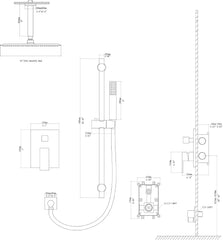 Lordear 16" Stainless steel Square Ceiling Mounted Rain Shower Head with Handheld Shower from Lordear