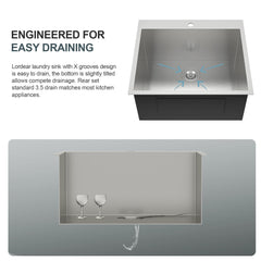 Lordear 25x22 Inch Drop-In Laundry Sink
