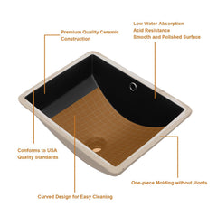 Lordear 18'' Black Undermount Bathroom Sink