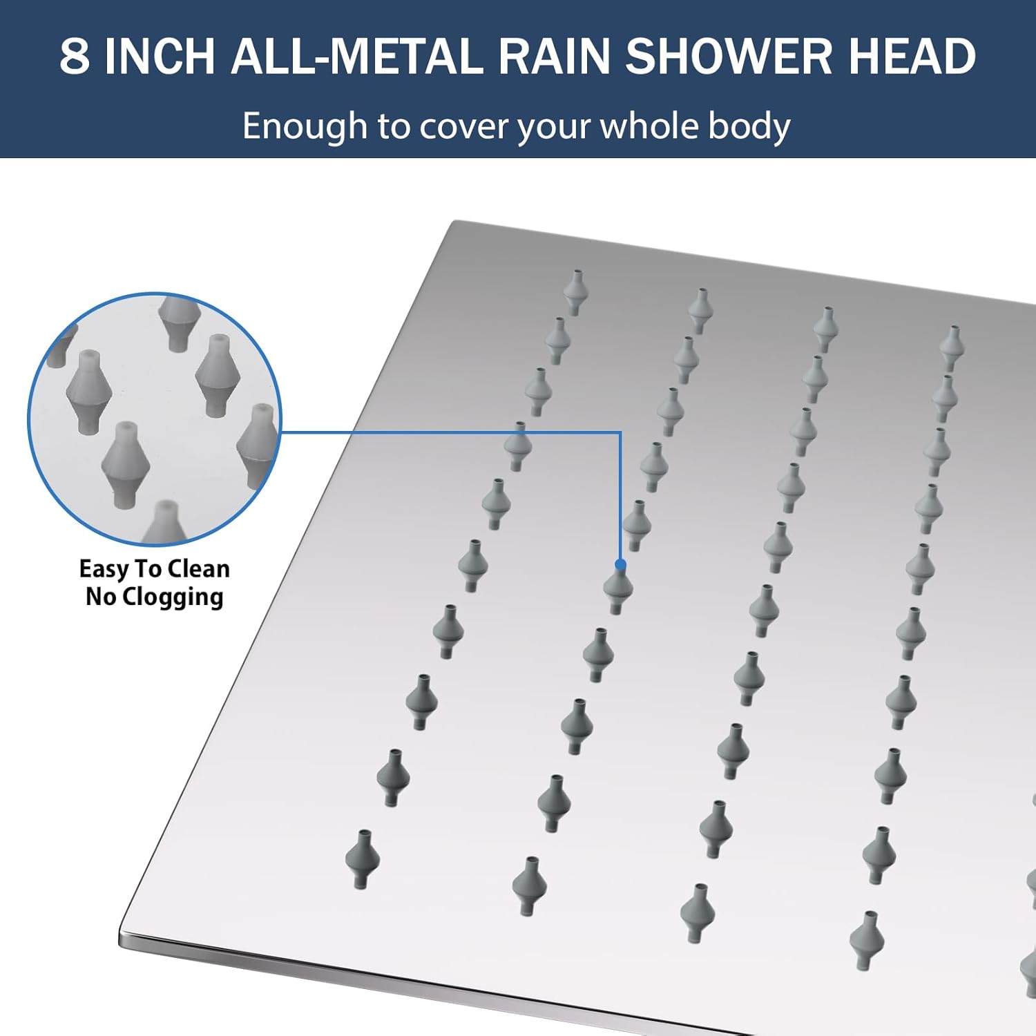 Lordear 8'' Stainless Steel Square Wall Mounted Waterfall High Pressure Filtered Shower Head from Lordear