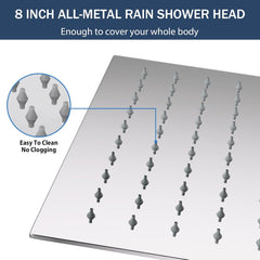 Lordear 8'' Stainless Steel Square Wall Mounted Waterfall High Pressure Filtered Shower Head from Lordear