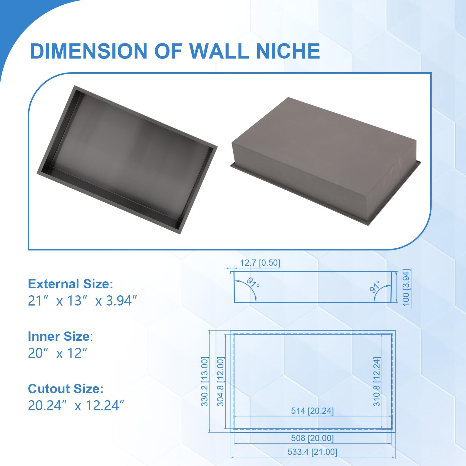 Lordear 12in  x 6in  Shower Niche Bathroom Shelf Black No Tile Needed Recessed Wall Niche Insert for Storage  from Lordear