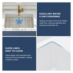 Lordear 33" White Drop In Kitchen Sink Fireclay