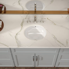 Lordear Undermount White Ceramic Oval Bathroom Sink with Overflow