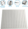 Lordear 12'' brushed nickel Stainless Steel Square Rain High-Pressure Shower Head