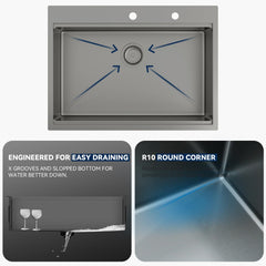 Lordear 30 Inch Drop-In Workstation Kitchen Sink