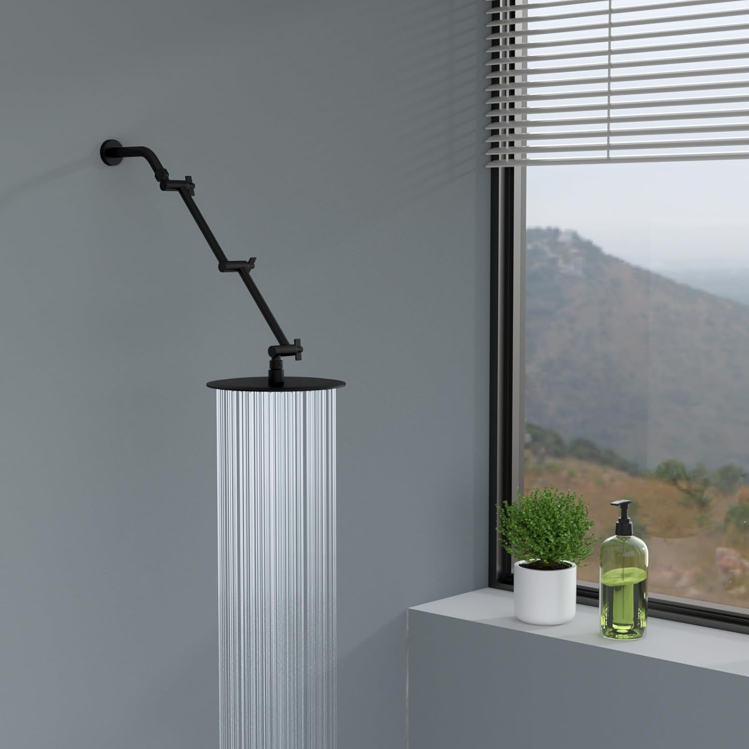 Lordear Stainless Steel Black Universal Connection Foldable and Adjustable Shower Extension Arm from Lordear