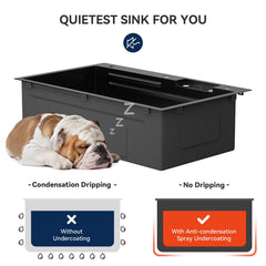 Lordear 36 Inch Black Drop-In Workstation Kitchen Sink
