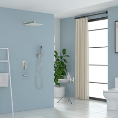 Lordear 12" Stainless Steel Wall Mounted Rainfall Square Shower Head with Handheld and Faucet from Lordear