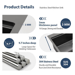 Lordear 30 Inch Drop-In Workstation Kitchen Sink
