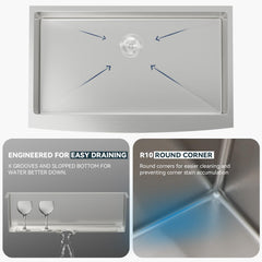 Lordear Apron Front Stainless Steel Farmhouse Sink