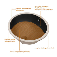 Lordear 18x15-Inch Black Ceramic Undermount Bathroom Sink